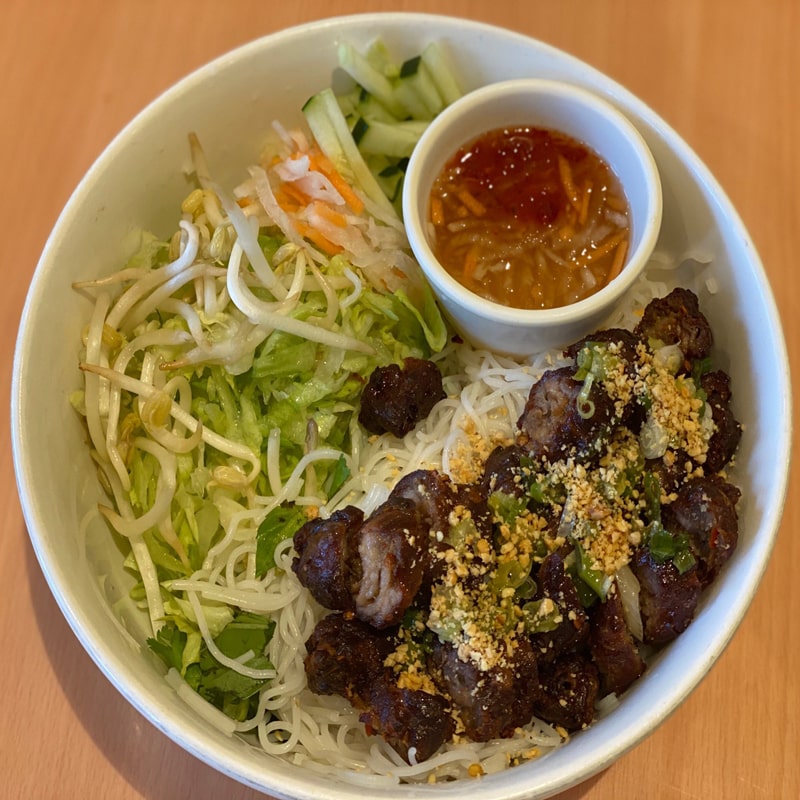 25. Rice Noodles with Pork Skewers